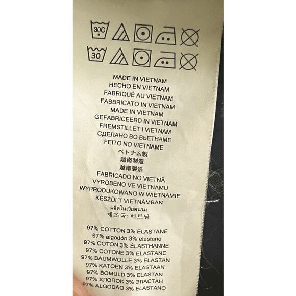 Michael Kors Trim Stretch Navy Blue & White Polka Dot Button Down Shirt Large - Picture 6 of 6